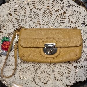 Calvin Klein Tan Leather Wristlet
